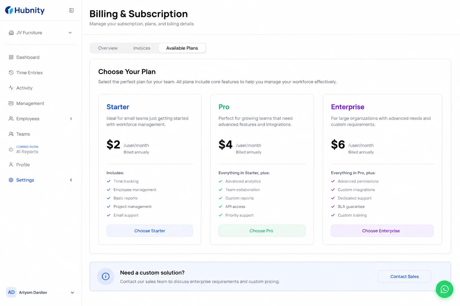 Hubnity Pricing and Plans