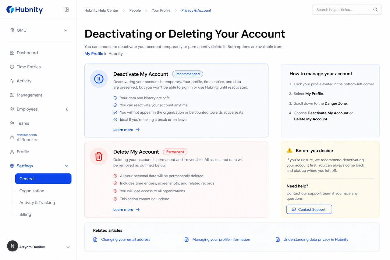 How do I deactivate my account? screenshot