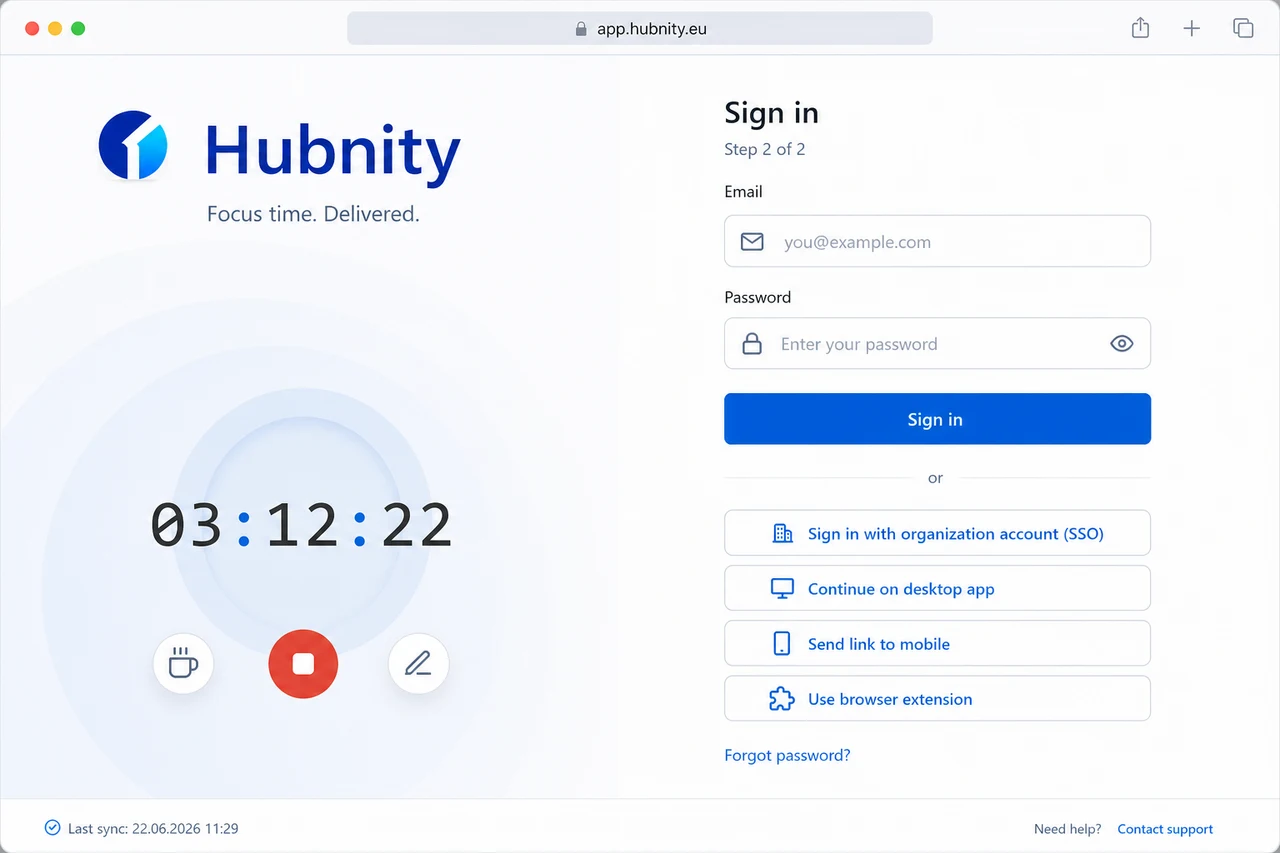 How do I sign in to Hubnity? screenshot