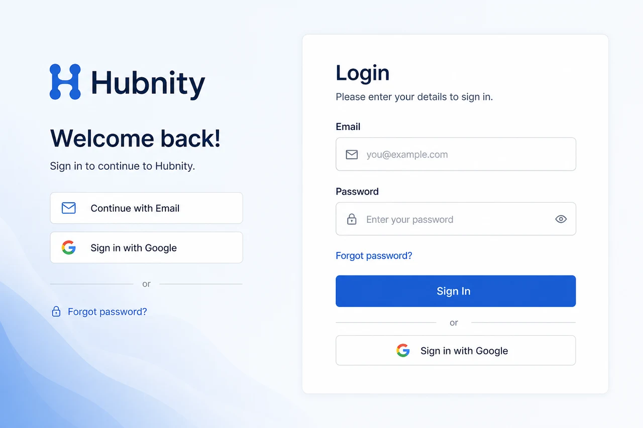 Sign in options screenshot