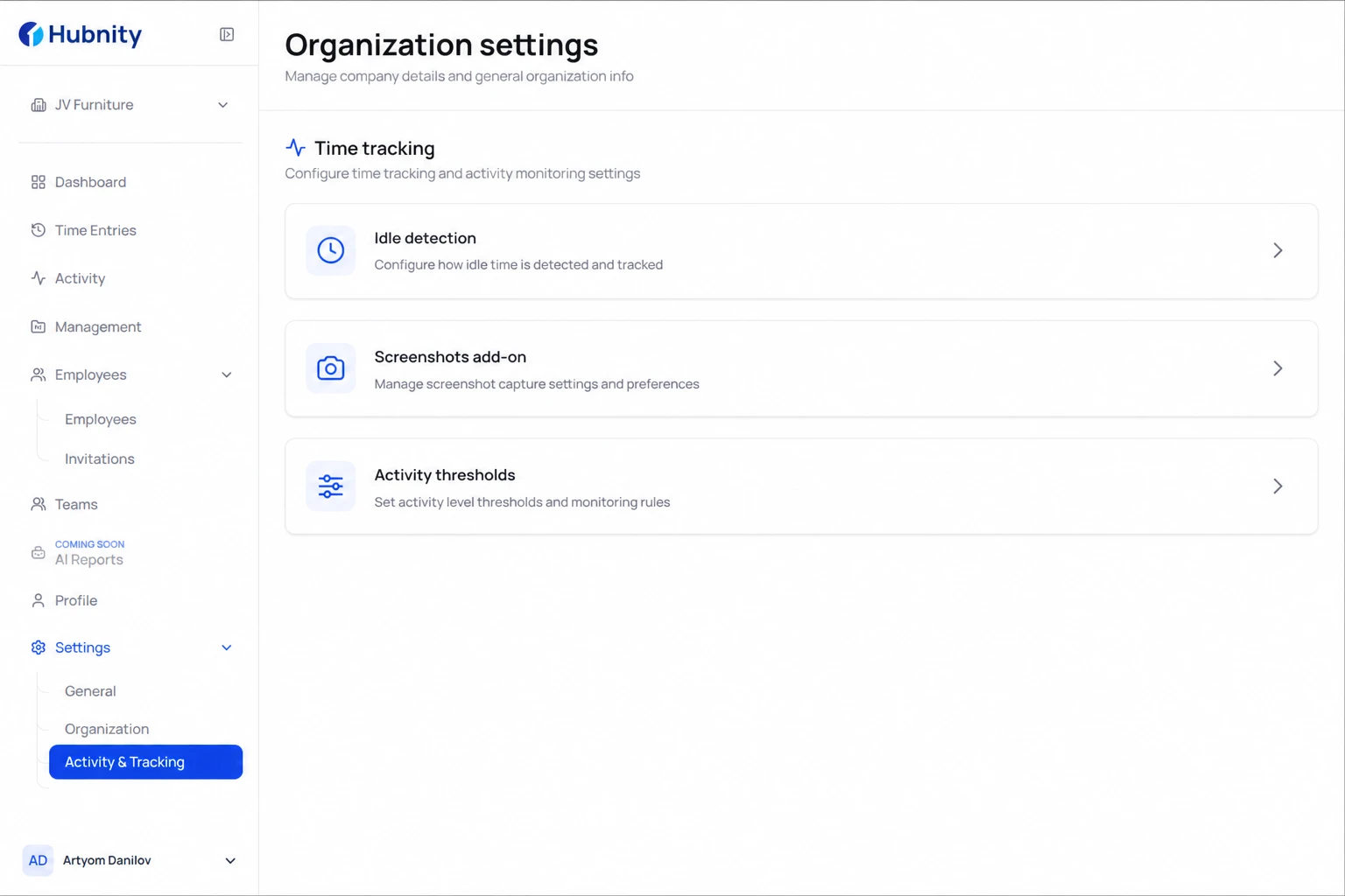 Related settings screenshot