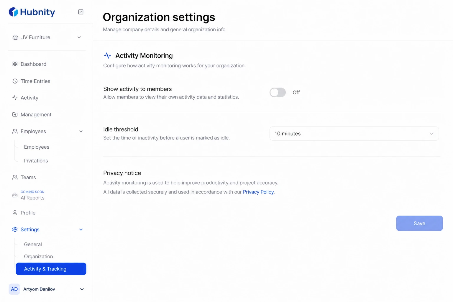 Adjusting for your team screenshot