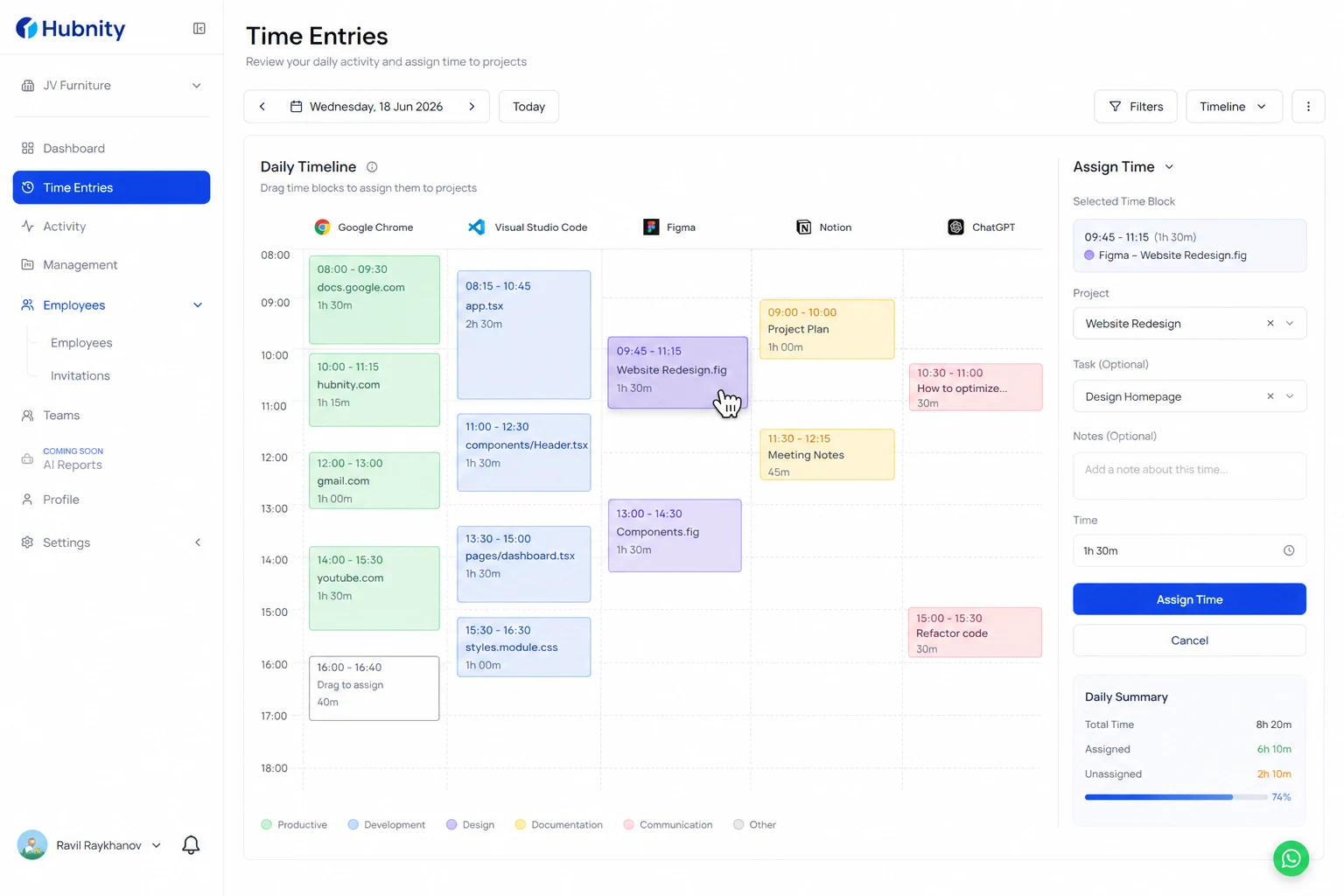 Assign time from your timeline screenshot