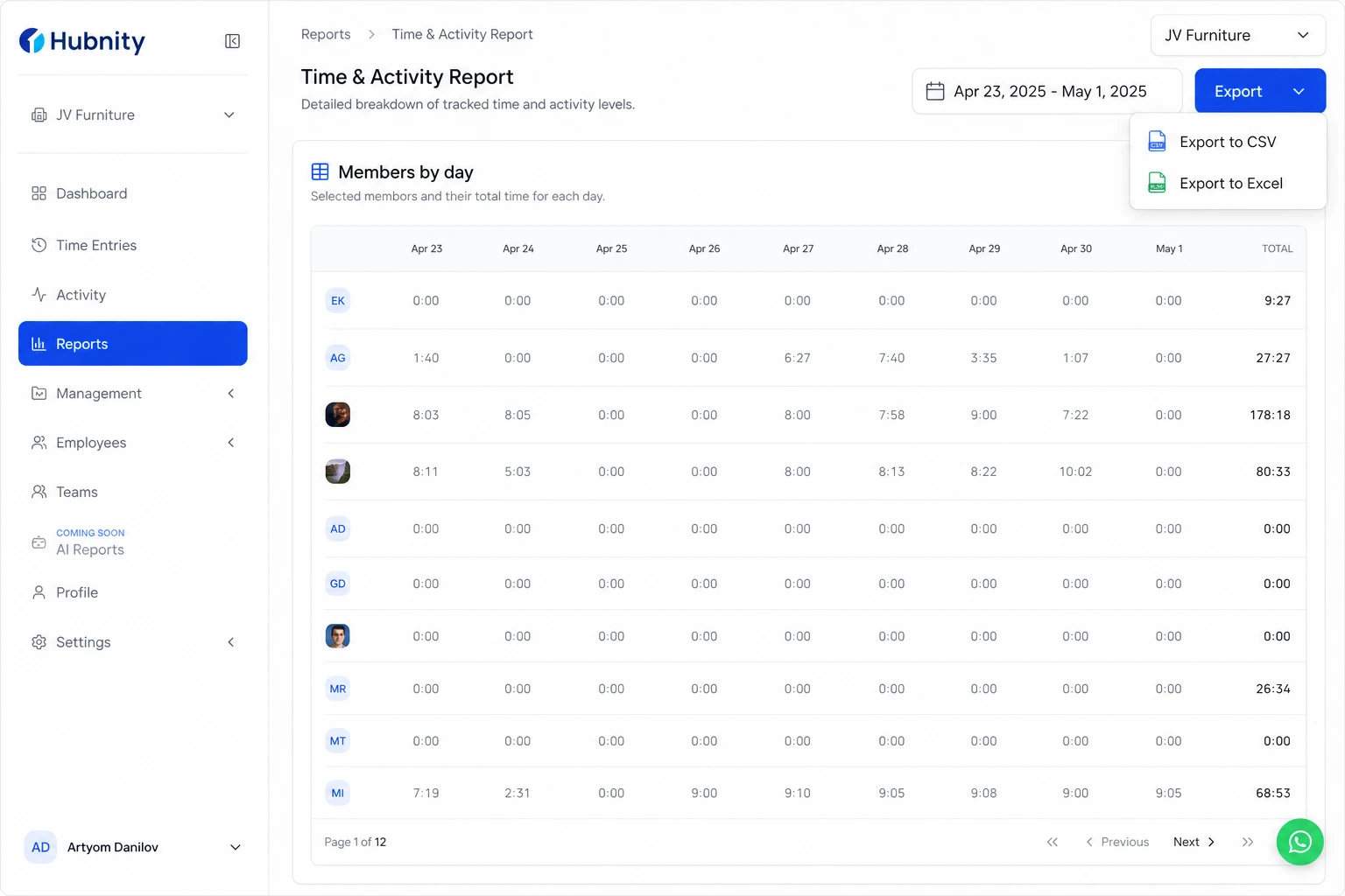 Exporting Reports to CSV and Excel