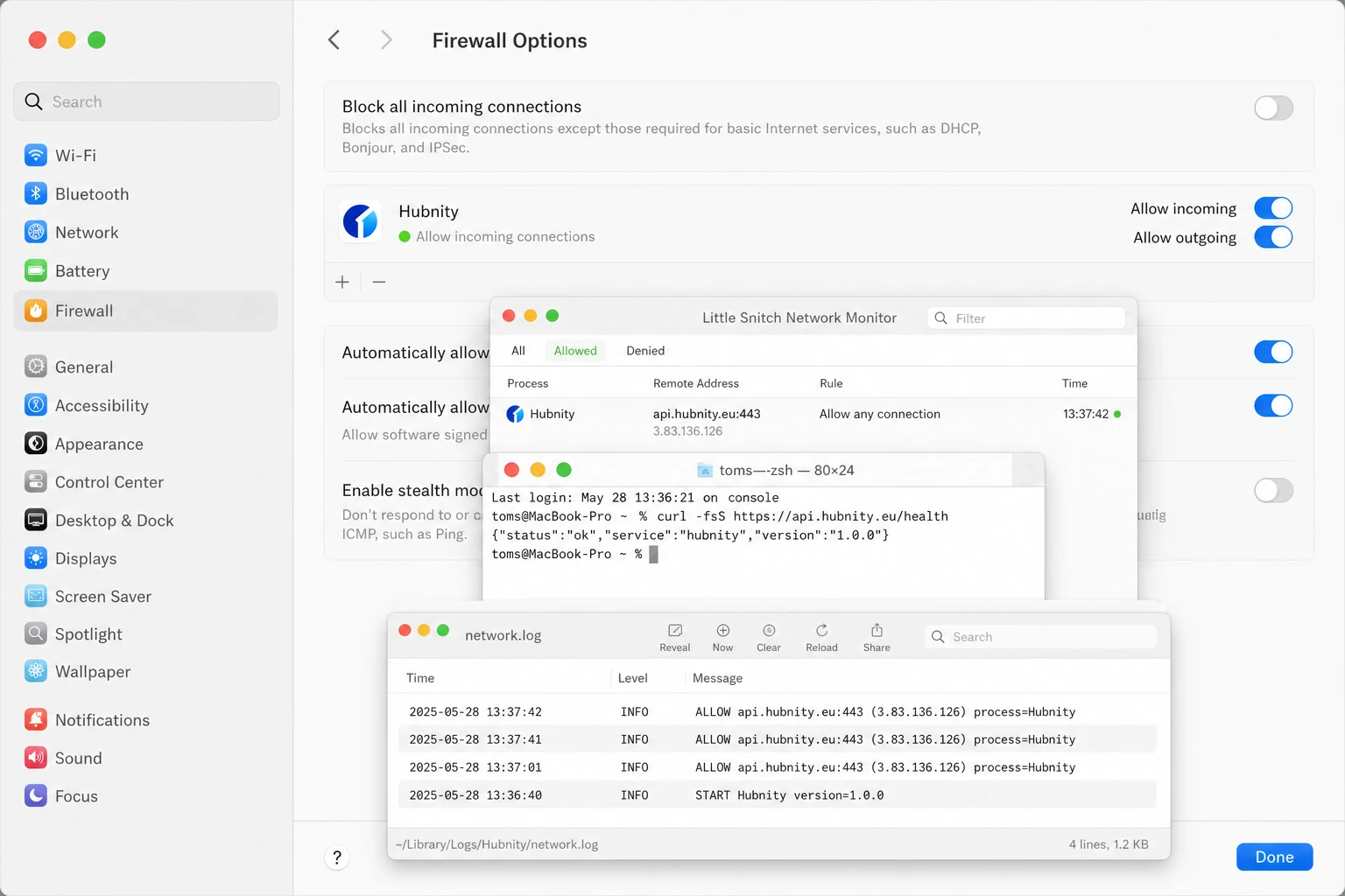 macOS firewall screenshot
