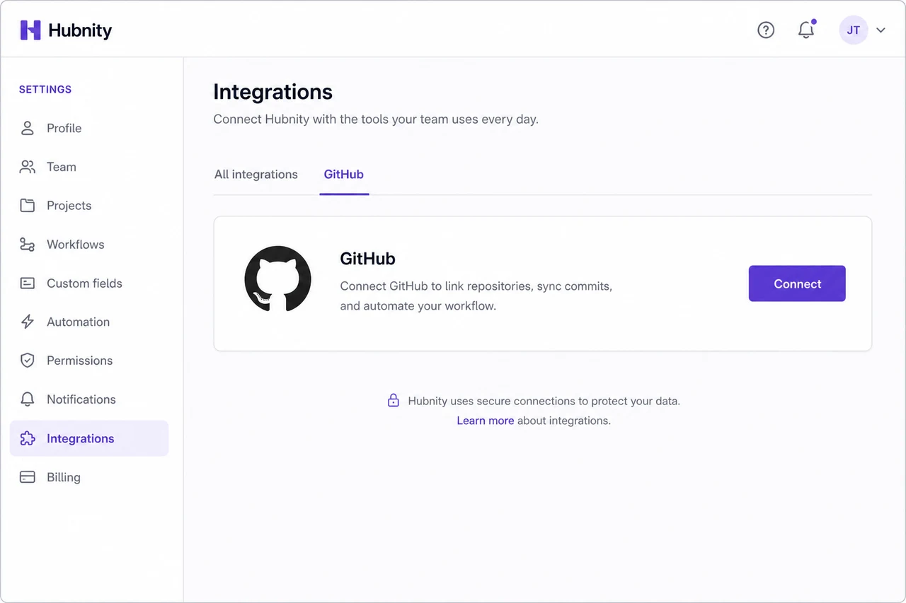 Connect GitHub screenshot