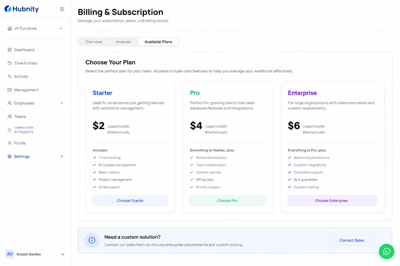 Hubnity Pricing and Plans