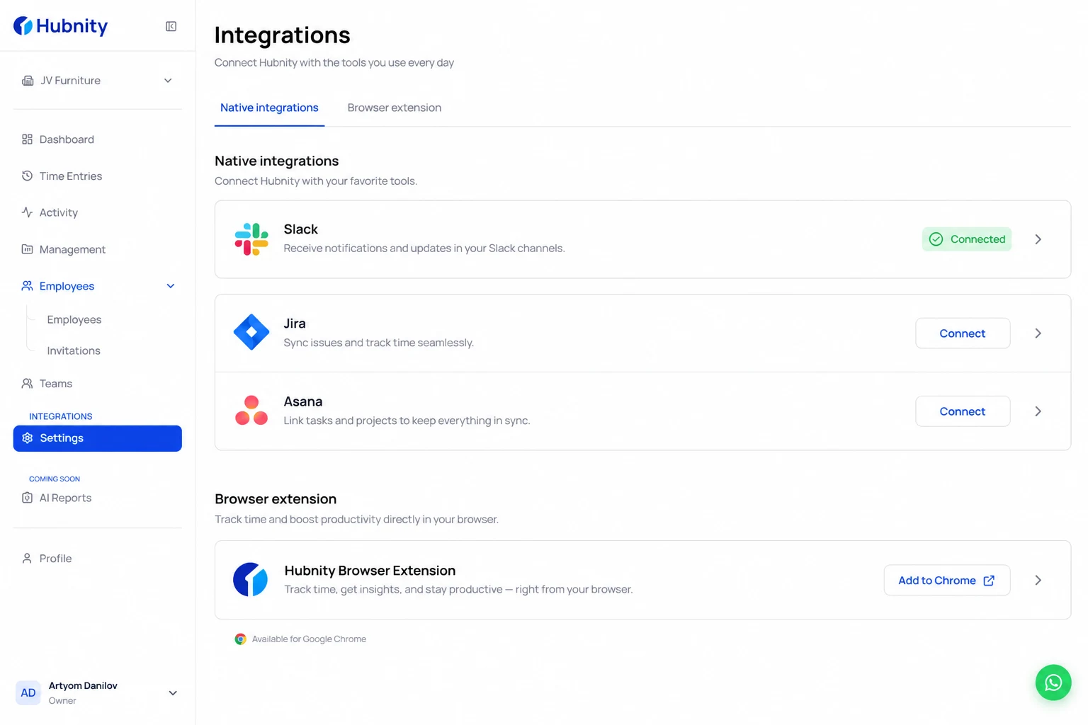 Browser extensions screenshot