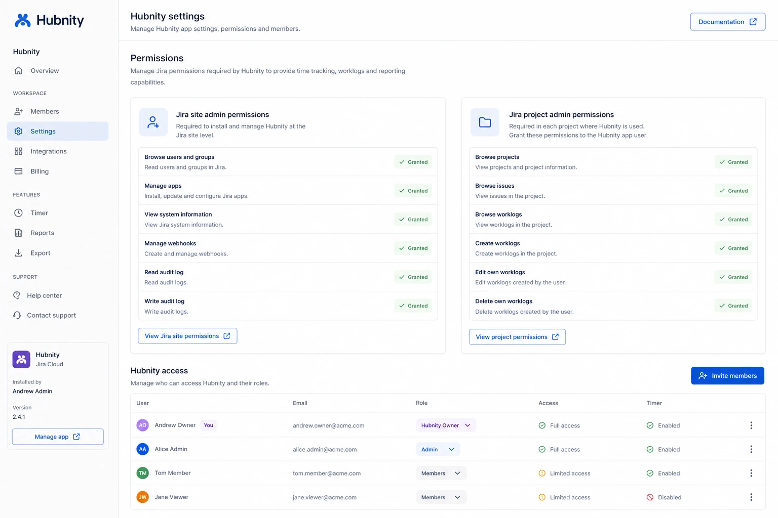 Permissions needed screenshot