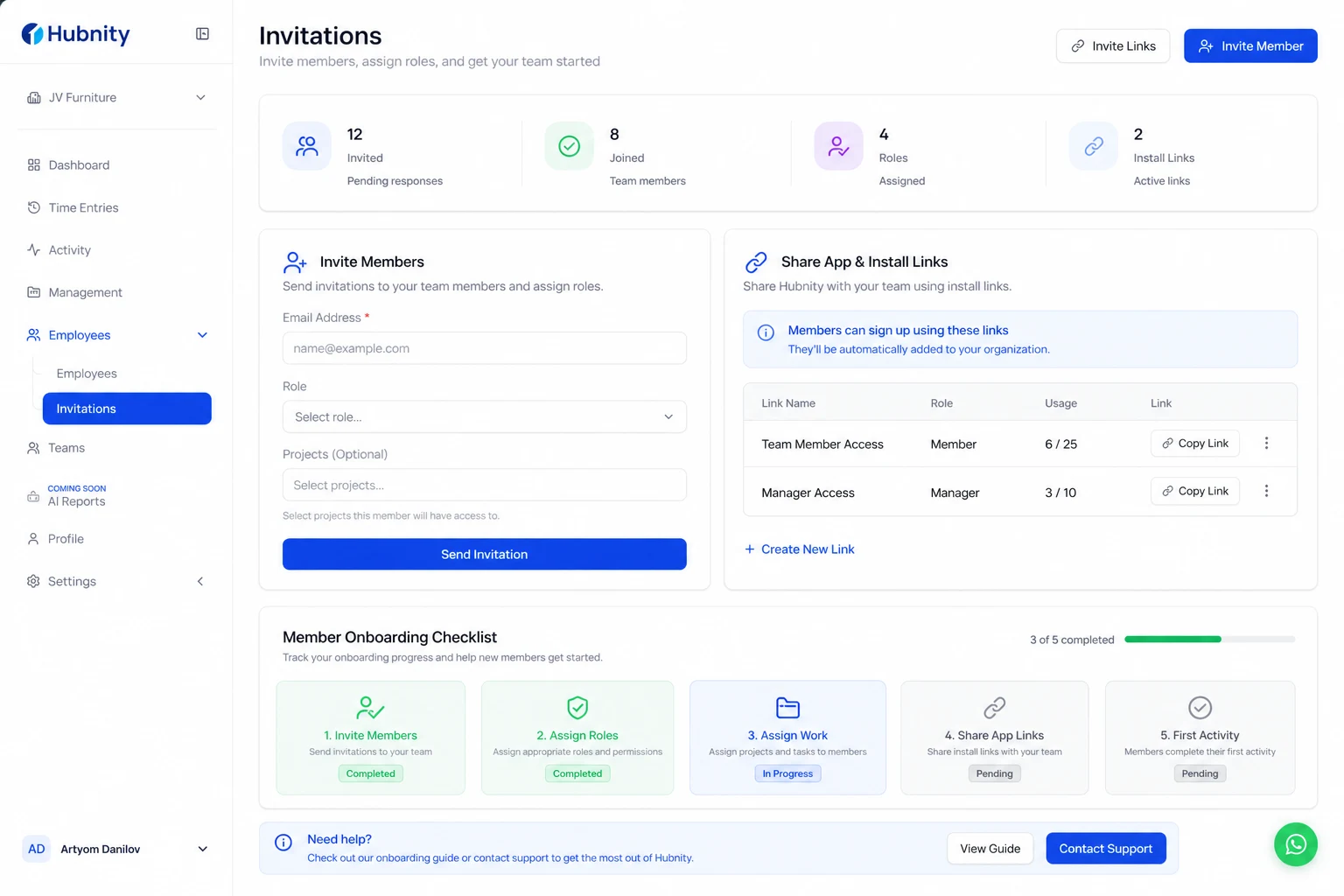 Step 2 — Invite and assign work screenshot