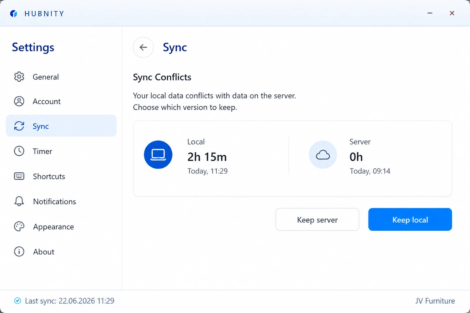 Recover from sync conflicts screenshot