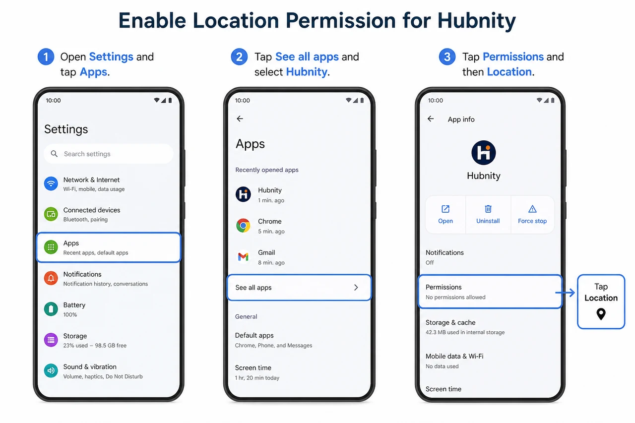 Enable location on Android screenshot
