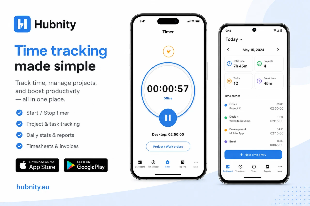 Mobile apps on hubnity.eu screenshot