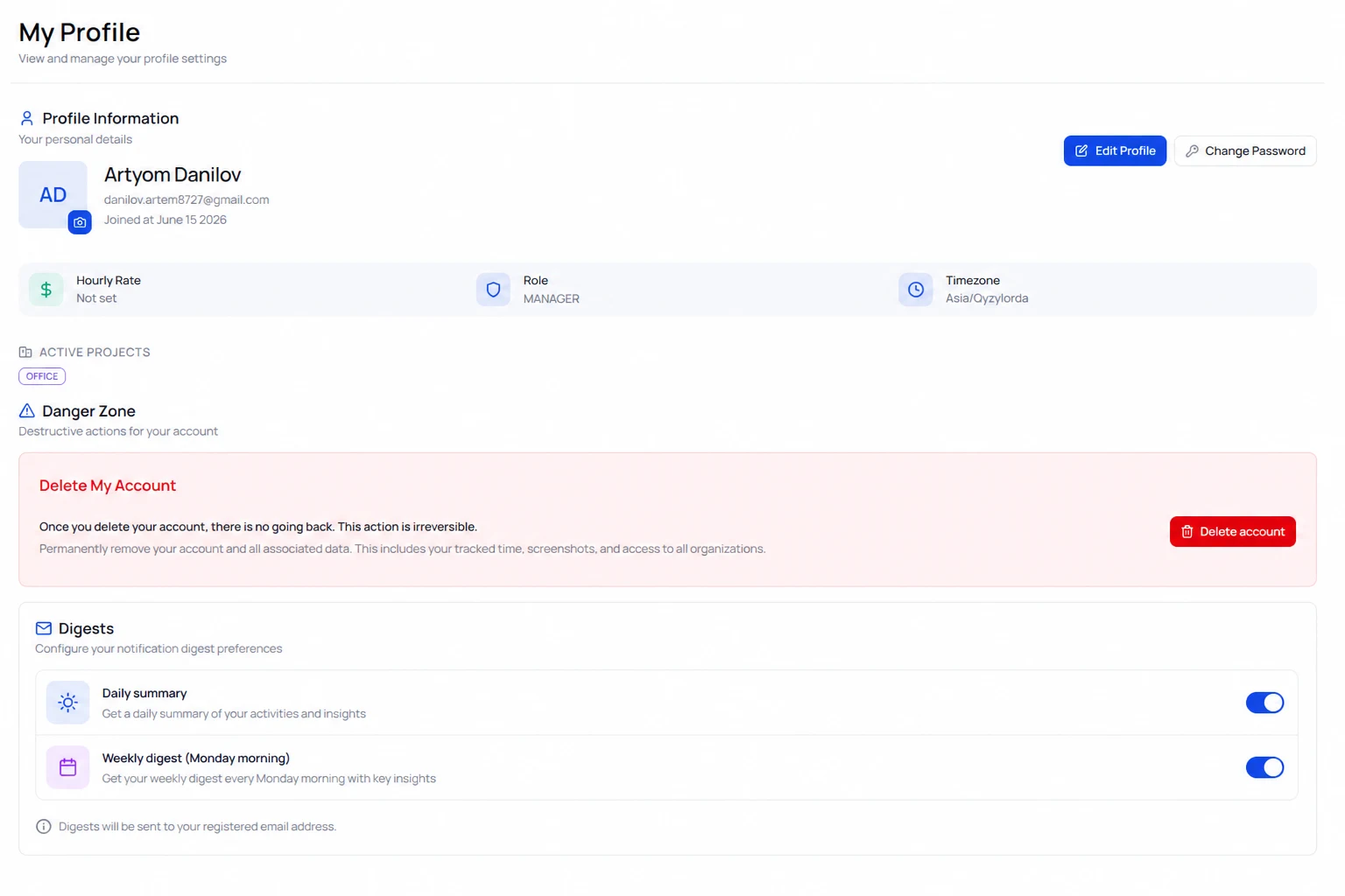 Digest options screenshot