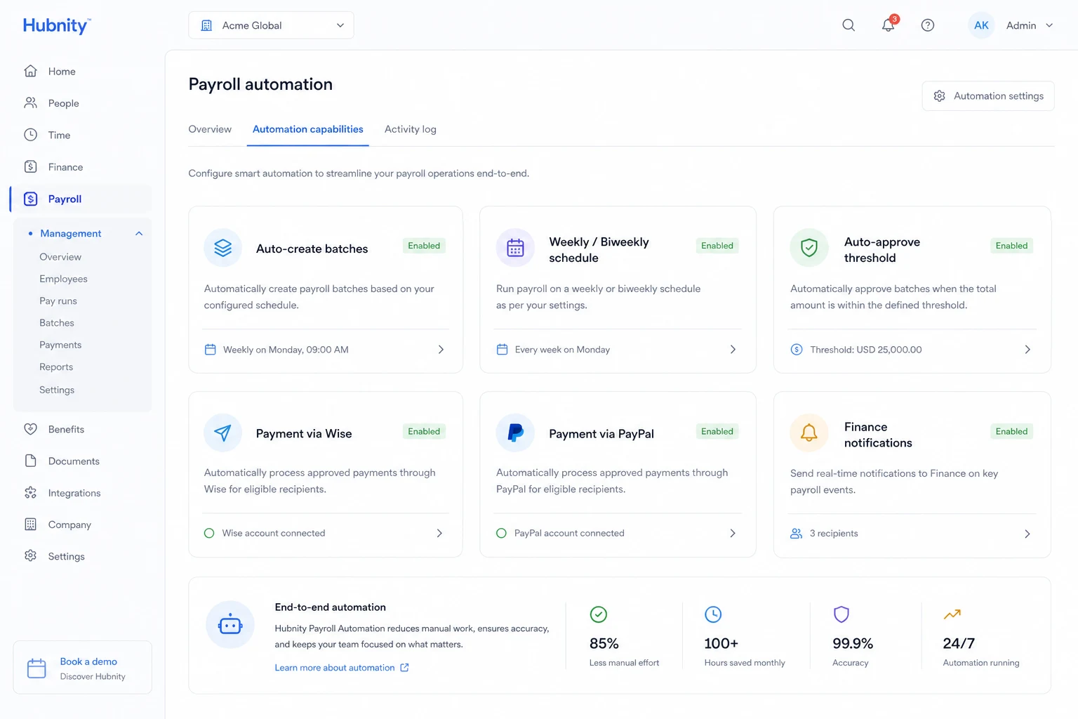 Automation capabilities screenshot
