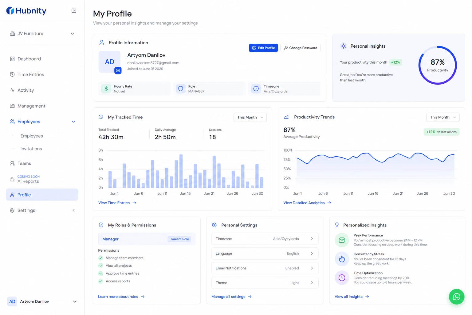 Personalized insights screenshot