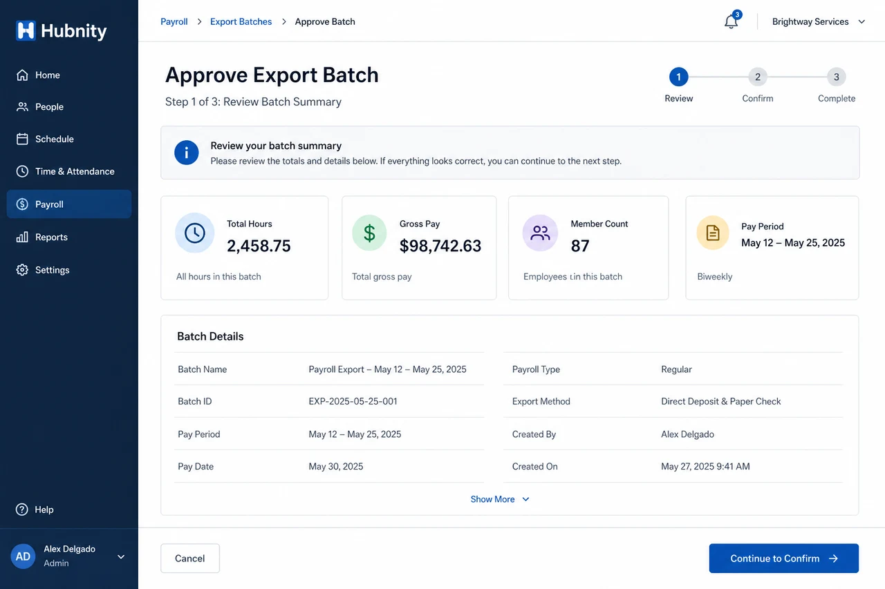 Approve and export screenshot