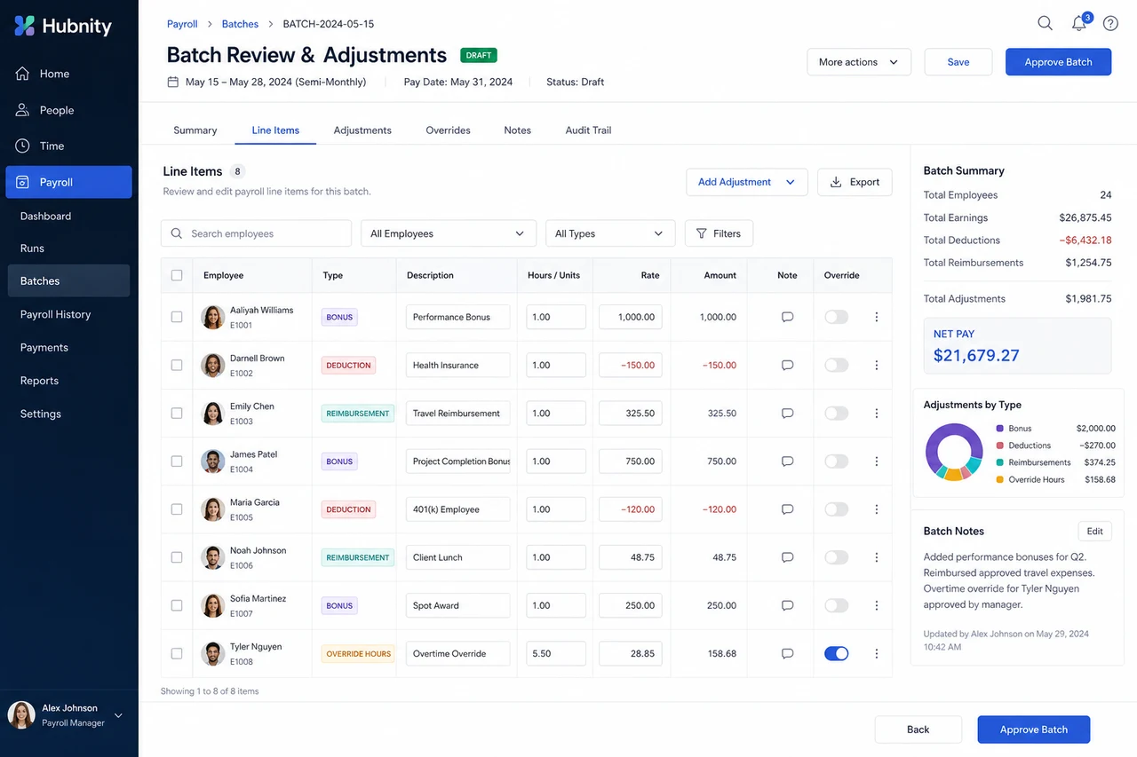 Review and adjustments screenshot