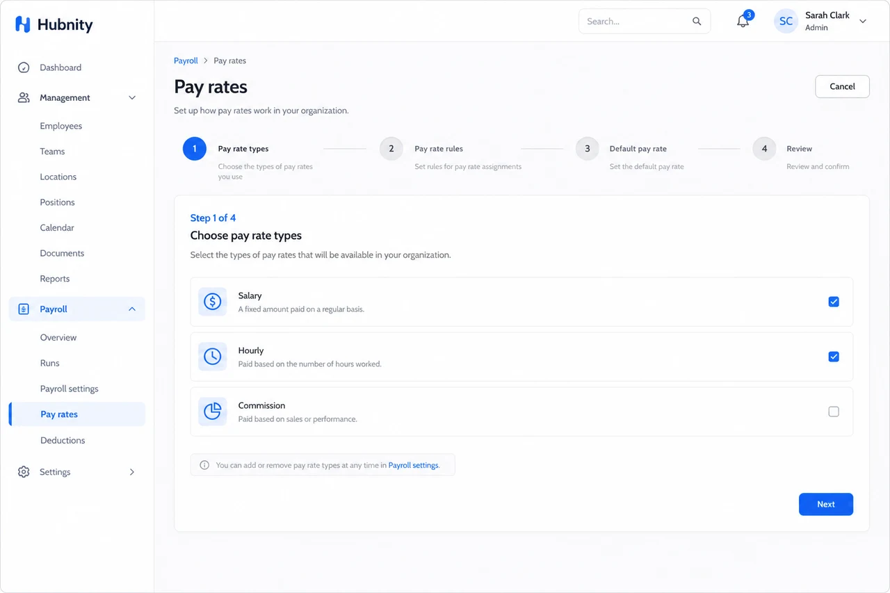 Set a member's default pay rate screenshot