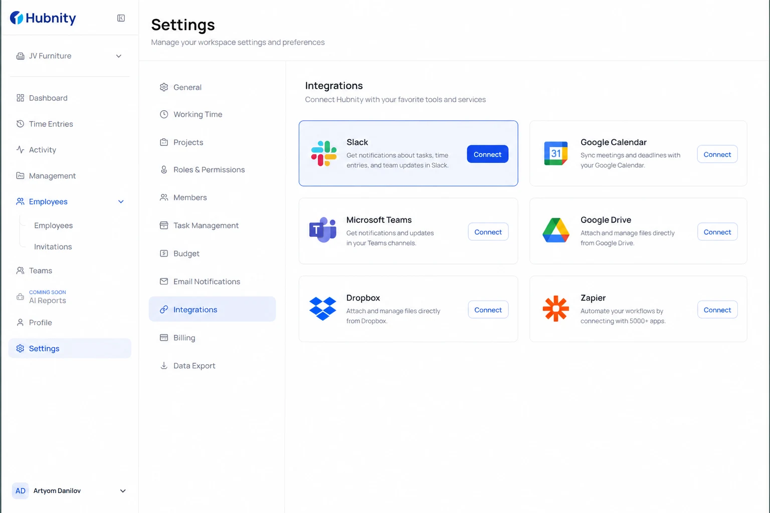 Connect Slack screenshot