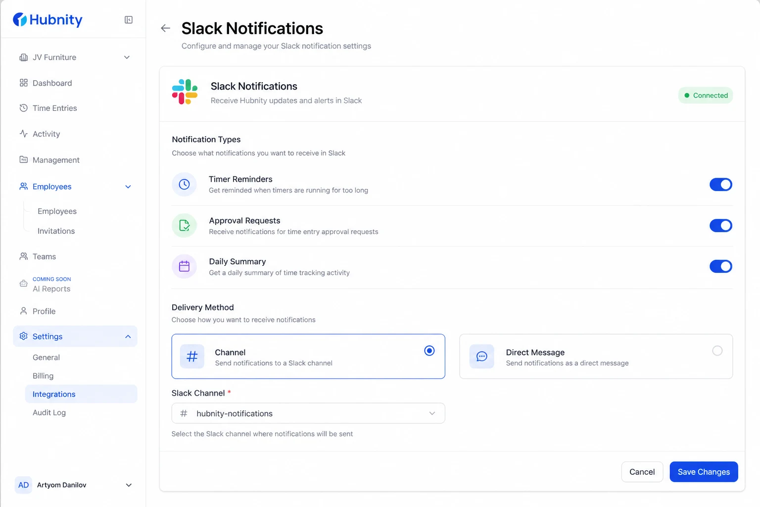 Slack notifications screenshot