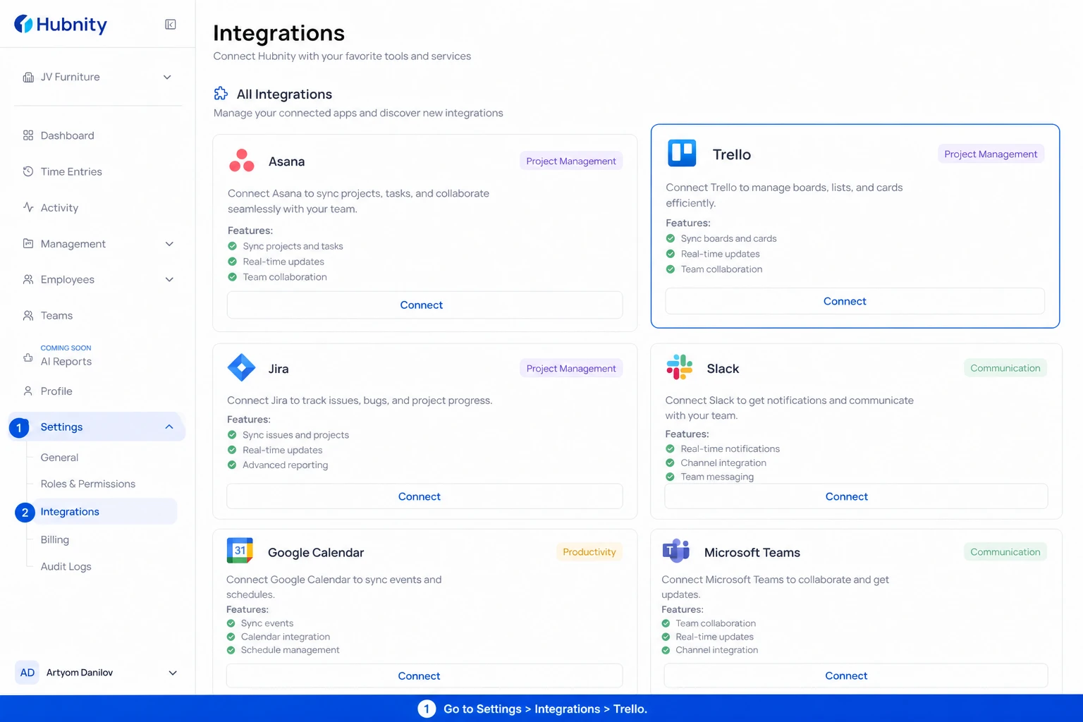 Connect Trello screenshot