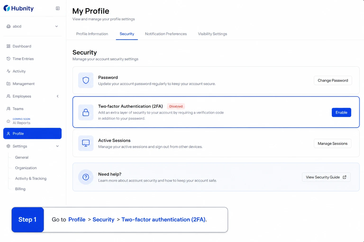 Enable authenticator app 2FA screenshot