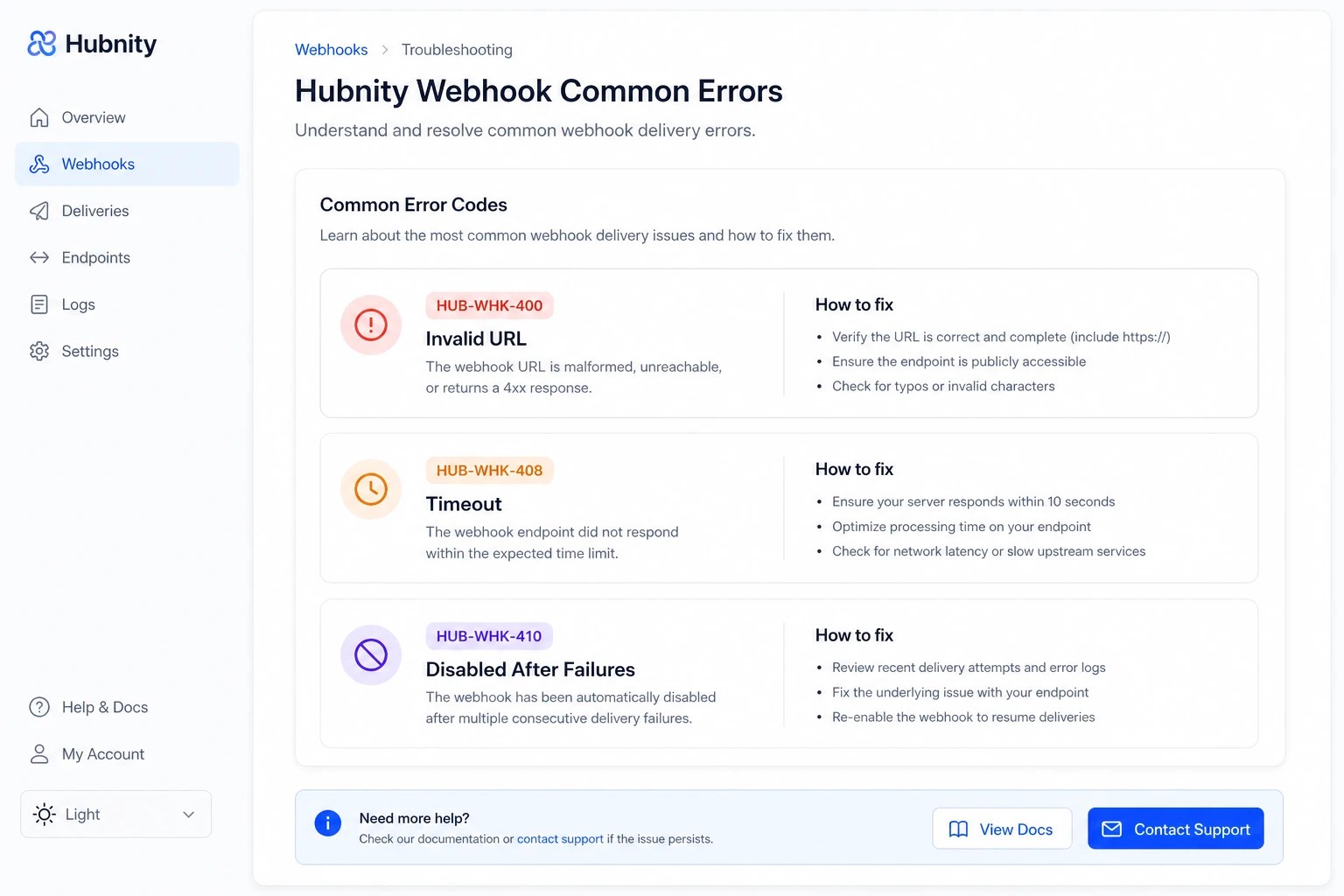 Common errors screenshot