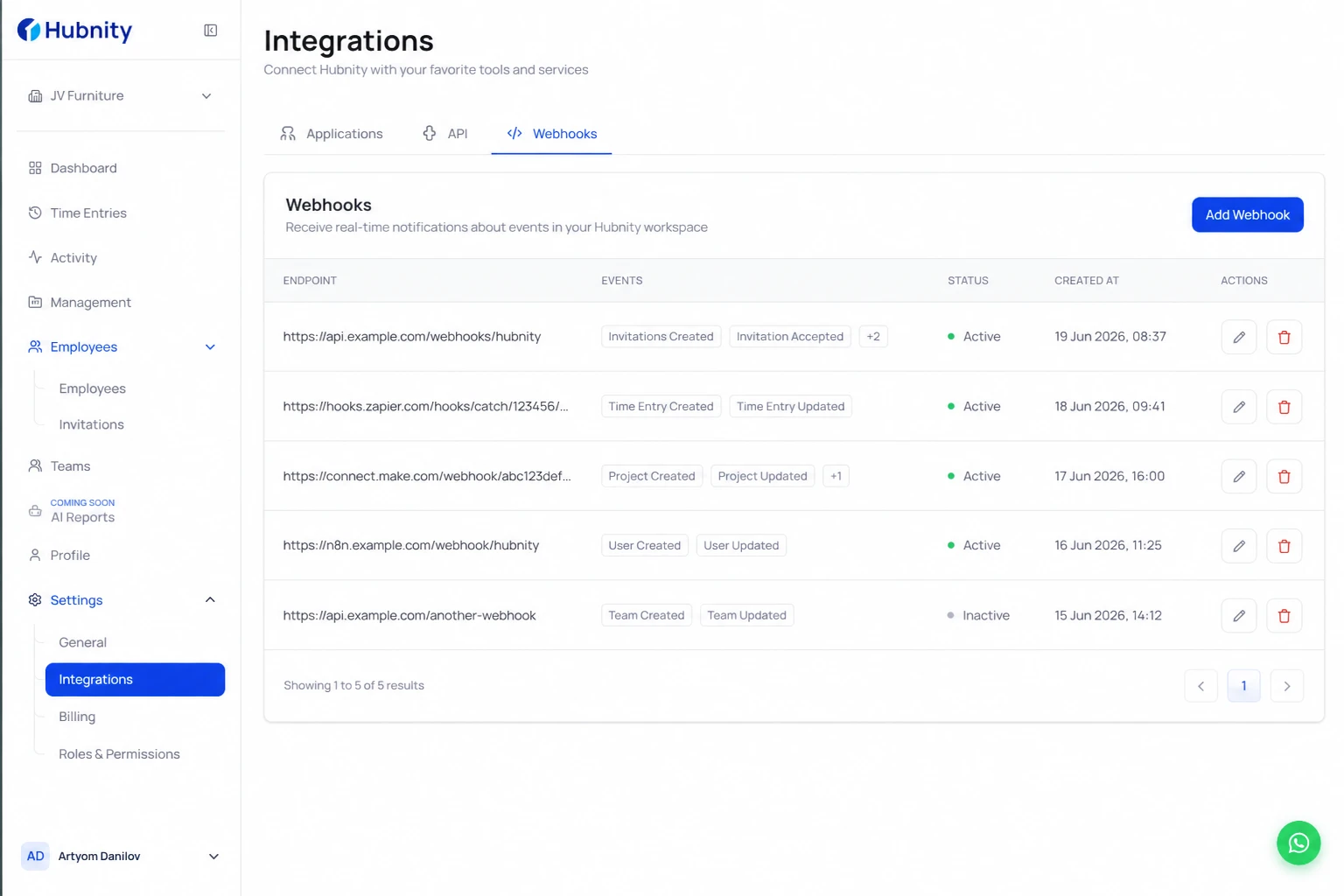 Configuring Webhook Events