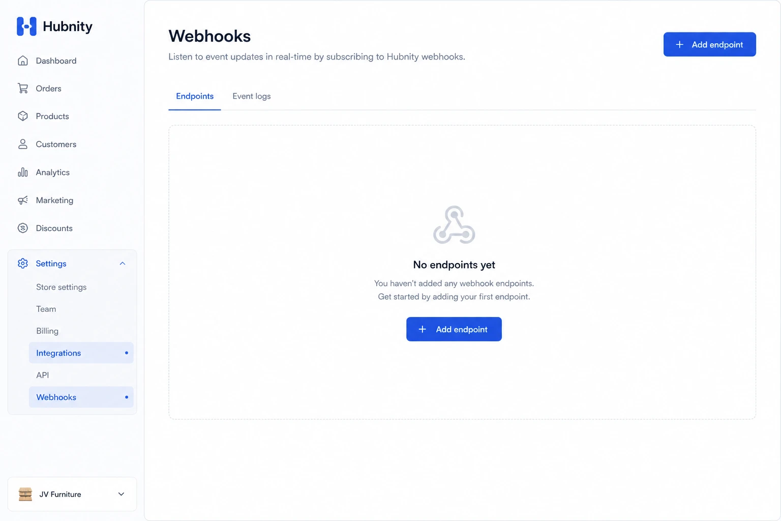 Create a webhook endpoint screenshot